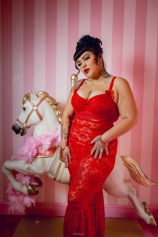 Red Rose Lace 2pc Set