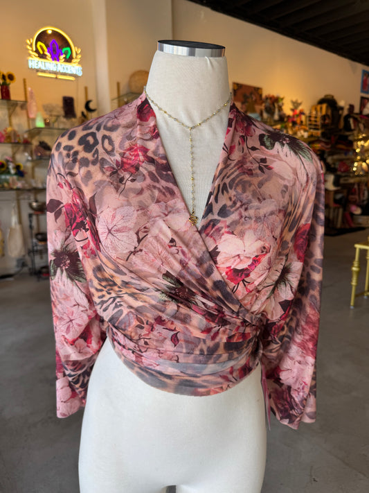 Bugambilia Mesh Mariposa Wrap Top
