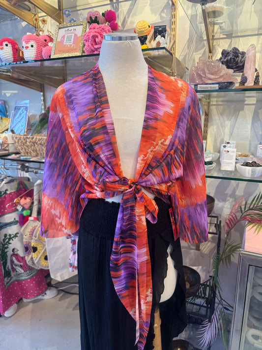 Tie Dye Mesh Mariposa Wrap Top