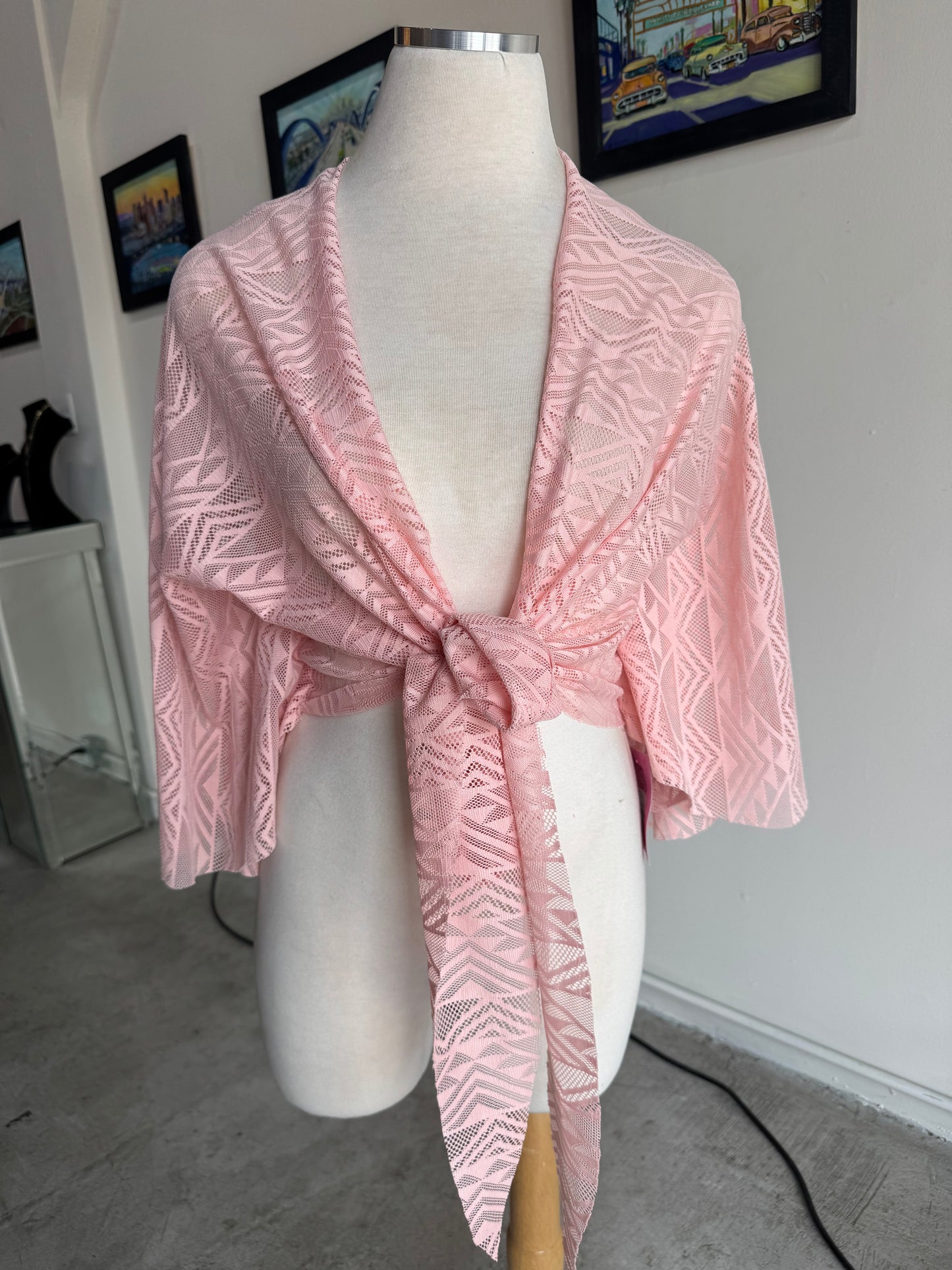 Pink Aztec Mesh Mariposa Wrap Top