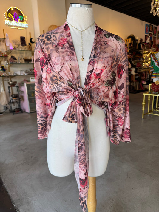 Bugambilia Mesh Mariposa Wrap Top