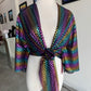 Rainbow Checkered Mariposa Wrap Top