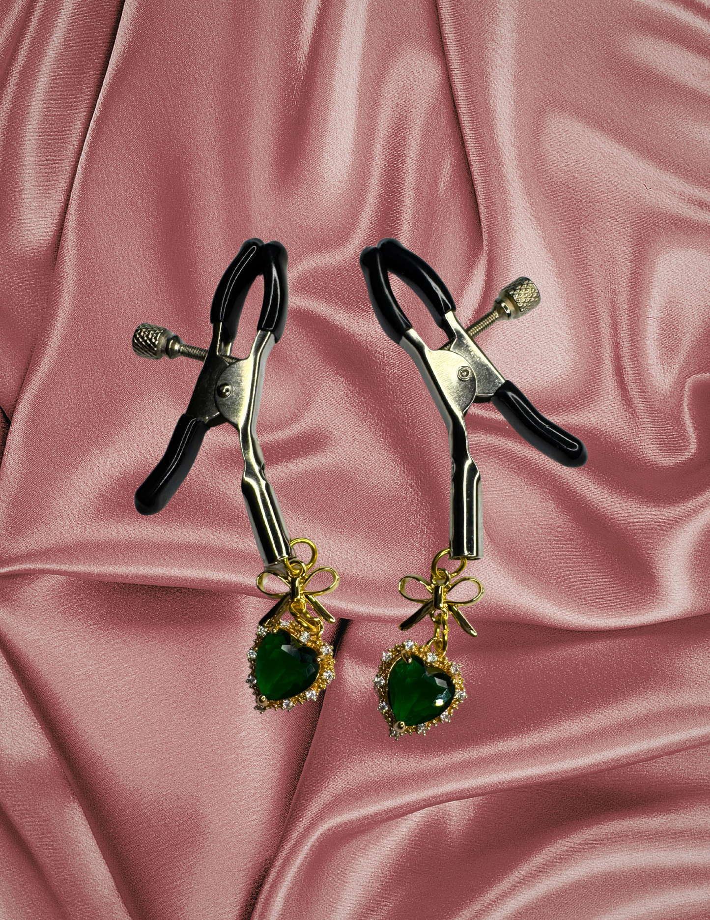 Heart Nipple Clamps Emerald