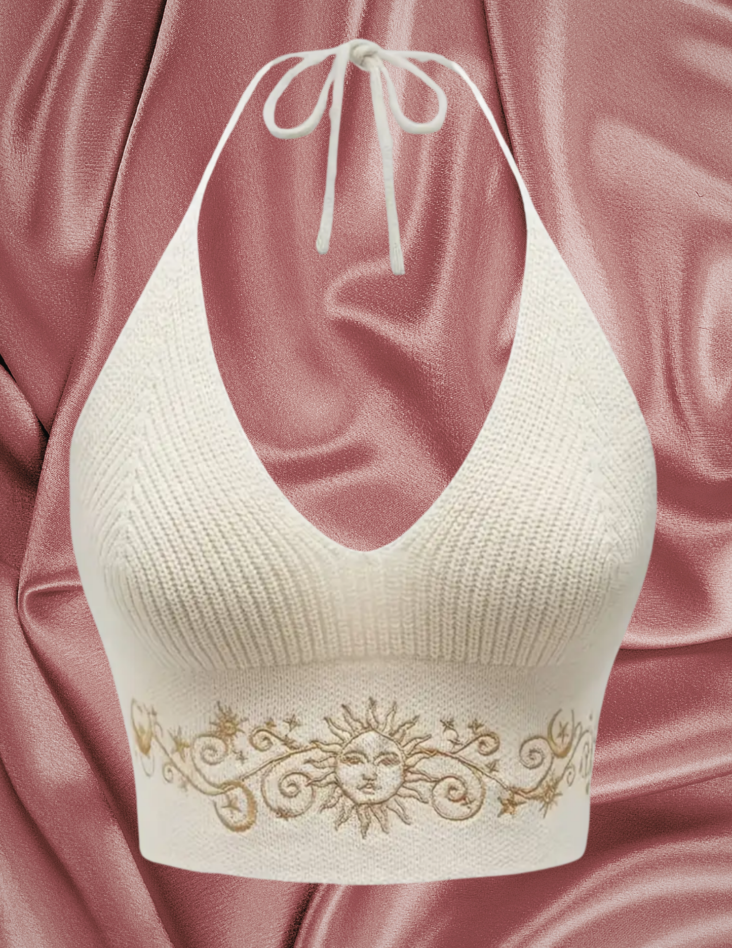 Sun Goddess Knit Halter Bralette