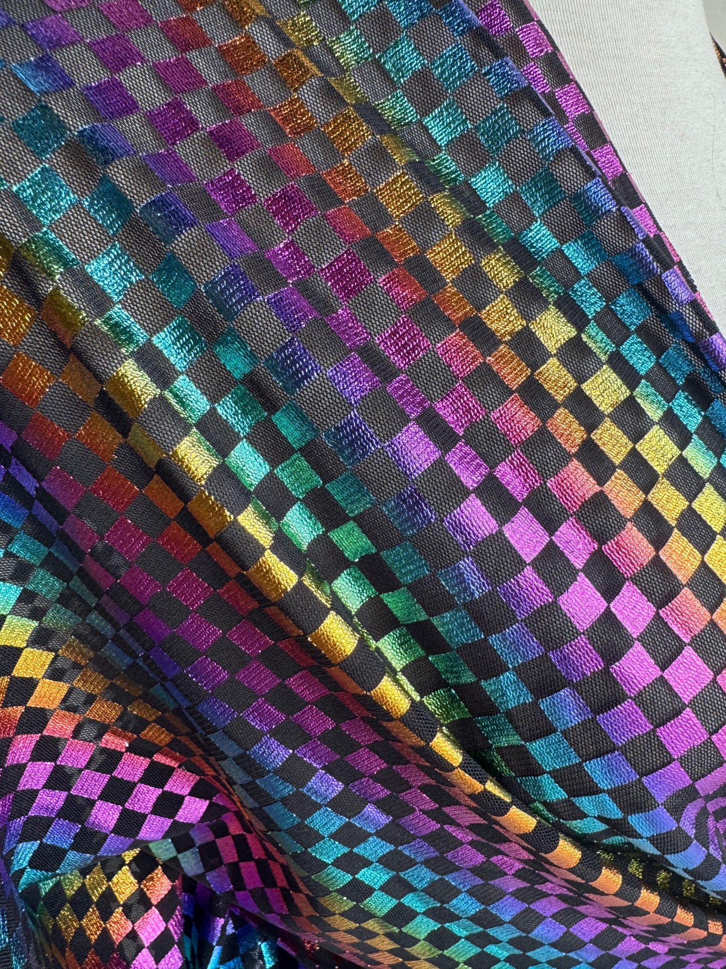 Rainbow Checkered Mariposa Wrap Top
