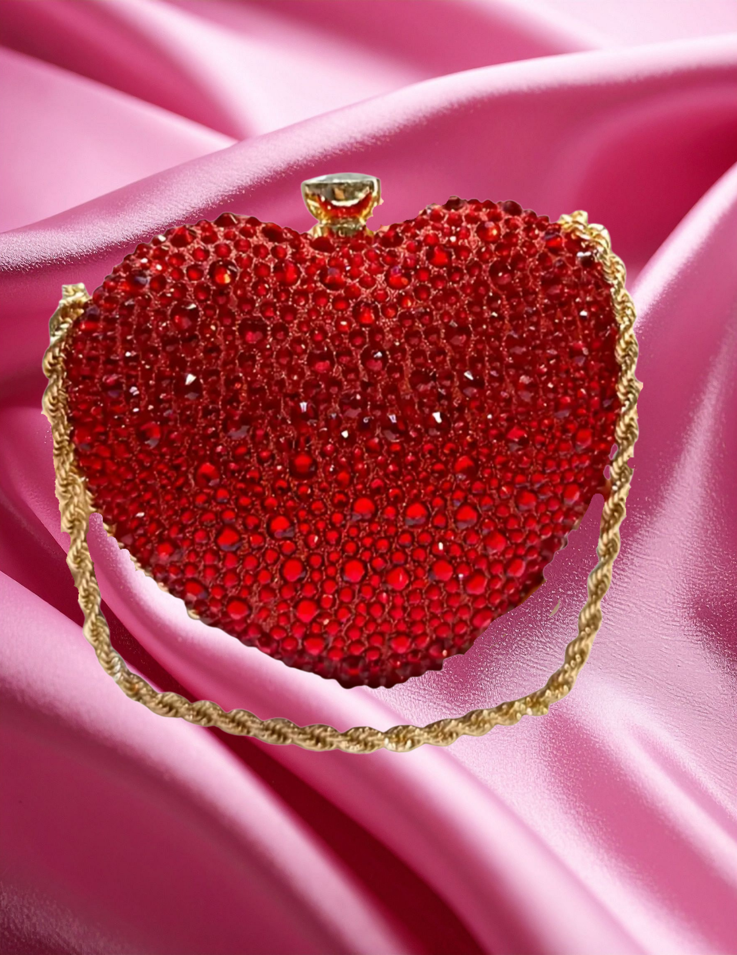 Red Crystal Heart Mini Purse