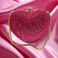 Pink Crystal Heart Mini Purse