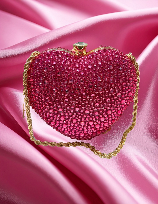 Pink Crystal Heart Mini Purse