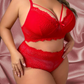 Red Rose Bralette Plus Size 2pc set