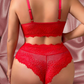 Red Rose Bralette Plus Size 2pc set