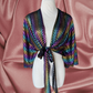 Rainbow Checkered Mariposa Wrap Top