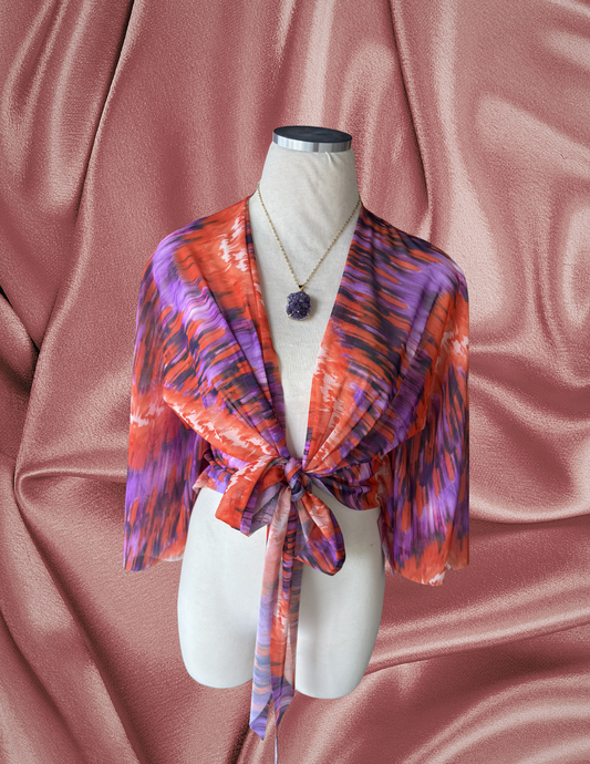 Tie Dye Mesh Mariposa Wrap Top