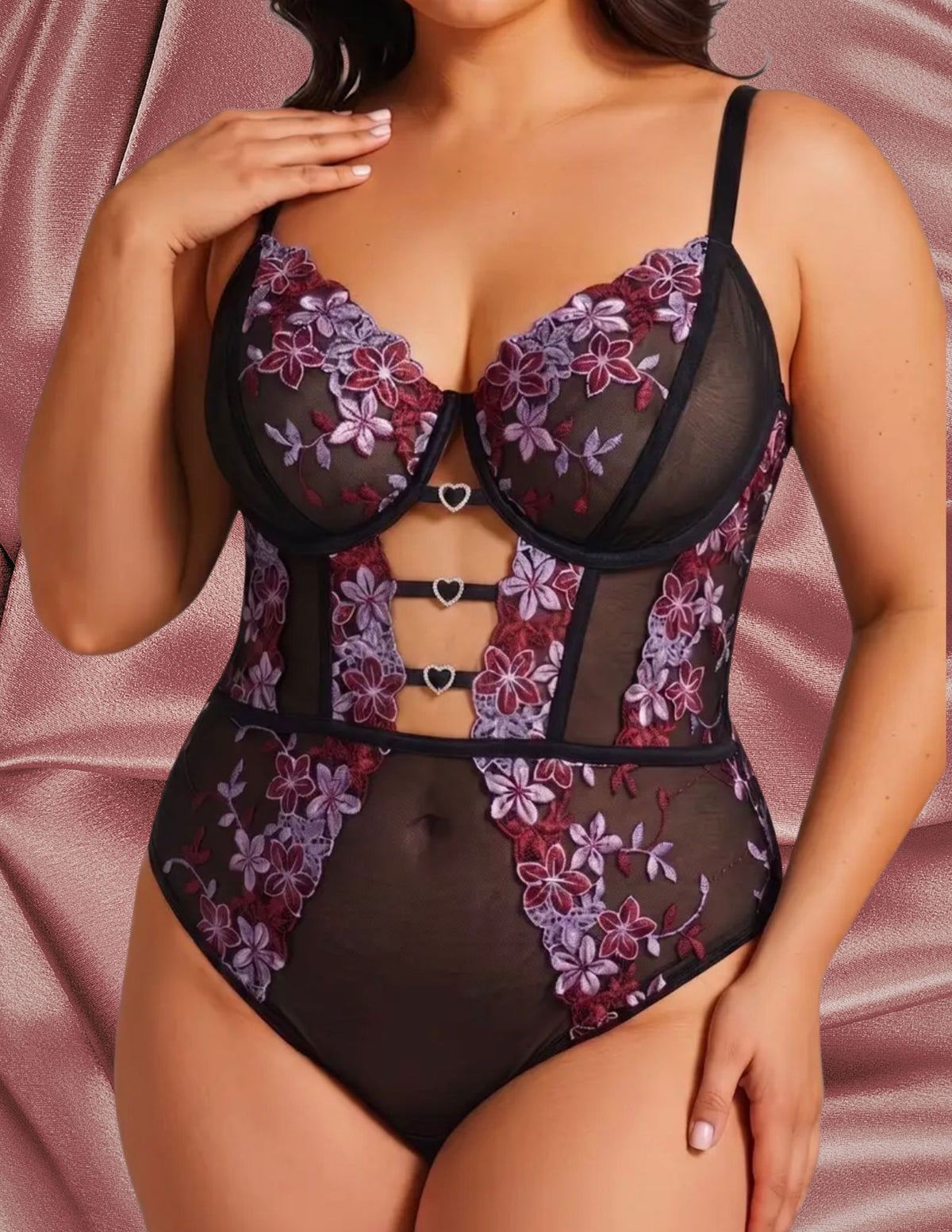 Purple Primavera Plus Size Bodysuit