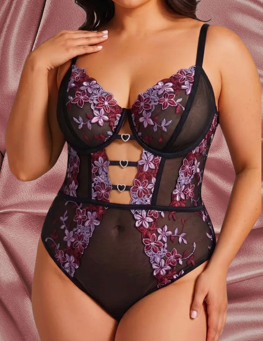 Purple Primavera Plus Size Bodysuit