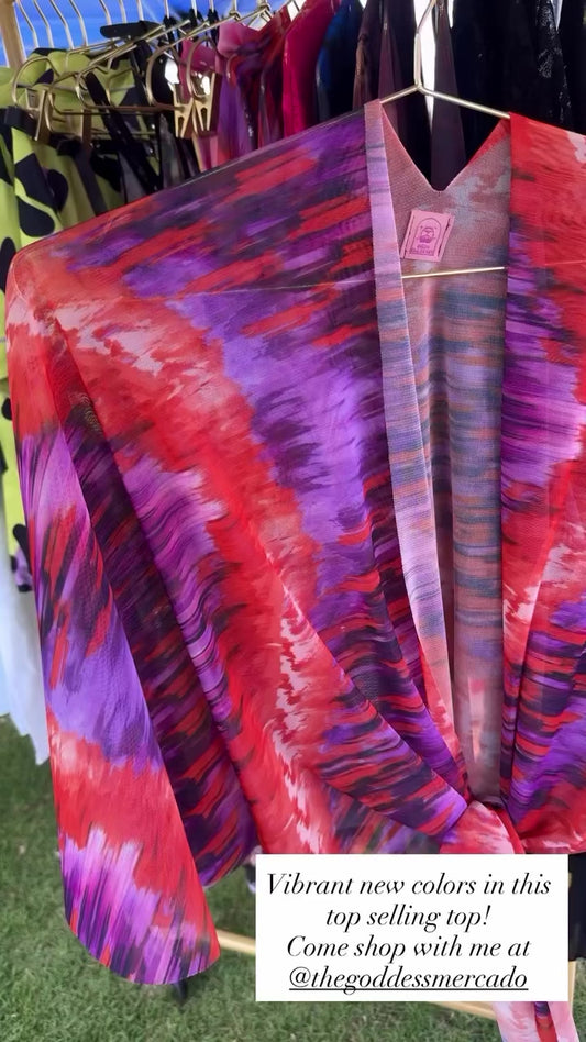 Tie Dye Mesh Mariposa Wrap Top